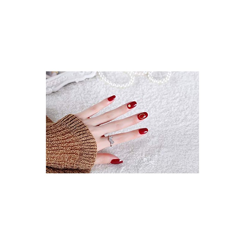 24pcs Handmade Nail Tips Nail Bride Golden Beads Circle Decoration