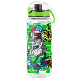 Home Tune Cute Water Bottle for School Kids Girls, BPA FREE Tritan & Leak Proof & Easy Clean & Carry Handle, 23oz/ 680ml - Sports Robot