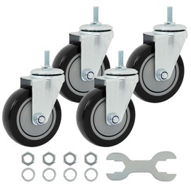 Finnhomy Swivel Caster Wheels 4 Inch Threaded Stem Casters Set of 4 Heavy Duty 3/8"-16 x 1 Anti-wear Polyurethane Industrial Castor Wheels for Cart/Furniture Load Bearing 2200 Lb Smooth Caster Black