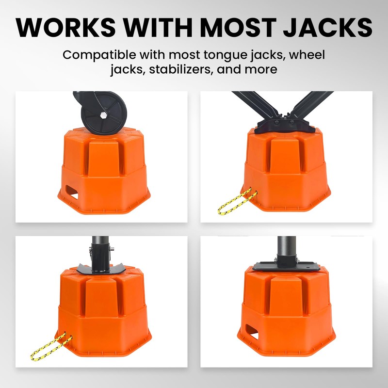 HOXWELL 8''High RV Trailer Jack Block with Handle, RV Stabilizer