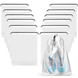 JDYYICZ 12 Pack Shoe Bags for Travel, 15.75" x 11.81" Clear Travel Shoe Bags for Packing, Travel Bag for Shoes, Storage Bags Travel Essentials for Men and Women, White