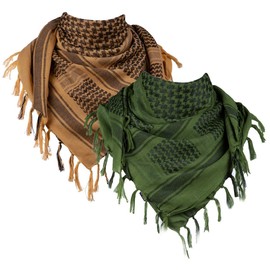FREE SOLDIER Unisex Sports Series Shemagh Pali Scarf Head Scarf Men's Palestine Kufiya Original Turban, Green and Brown, One Size, Green and brown
