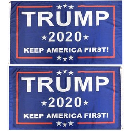 Trade Winds Trump2020 Keep America First! KAF! Blue Stars Double Sided 100D Woven Poly Nylon Flag 3x5 3'x5' Banner Grommets Heavy Duty (RUF)