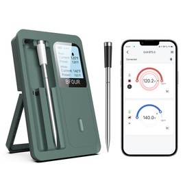 BFOUR Wireless Meat Thermometer with 2 Meat Probes, 328FT Bluetooth Meat Thermometer with LCD Screen, Wireless Meat Thermometer for Grilling Smoker BBQ Oven Rotisserie Rechargeable