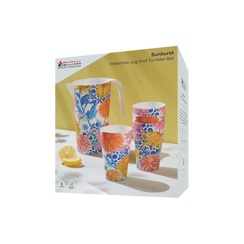 Maxwell & Williams Sunburst Melamine Jug & Tumbler 5 Piece