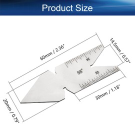 Bettomshin Center Gage 55 Degree Thread Cutting Angle Gage Stainless Steel Measure Tool, Thread Pitch Increment 14/20/24/32thd 1Pcs