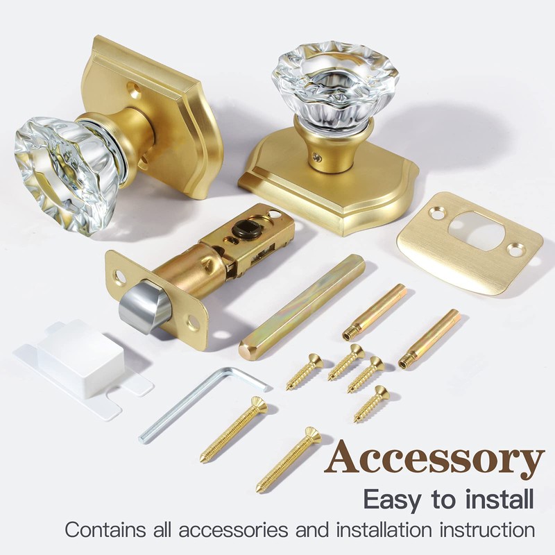 CLCTK Antique Crystal Door Knobs Interior, Passage Hall and Closet