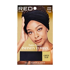 Red by Kiss Satin Lined Infinity Turban – Slip-On Head Wrap, Soft & Breathable Jersey Fabric, Open & Close Top Options