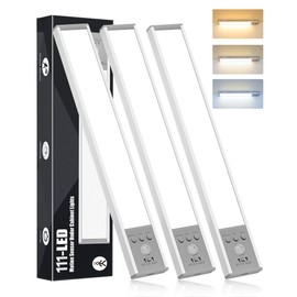 SZOKLED LED Under Cabinet Lighting Motion Sensor, Magnetic Wireless Closet Lights with Timer & Dimmable & 3 Color Temperatures for Kitchen, Counter, Stairs (3 Pack)