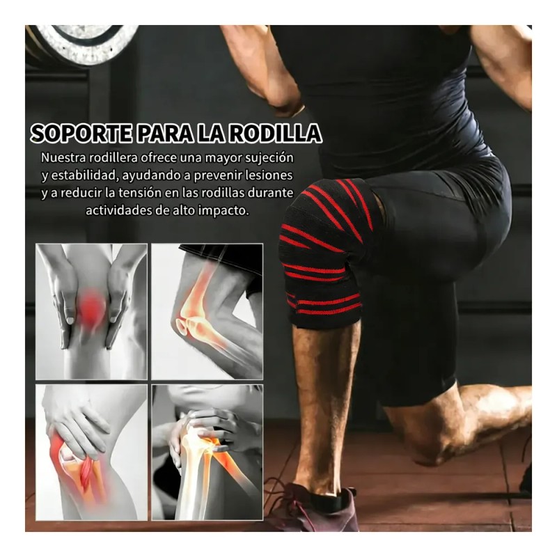 1 Par Vendas Para Rodilla Knee Wraps Elastica Rodilleras Gym