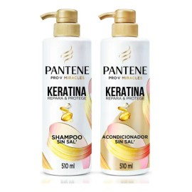 Kit Shampoo Sin Sal y Acondicionador Pantene Pro-V Miracles Keratina Repara y Protege 1020mL                                                          