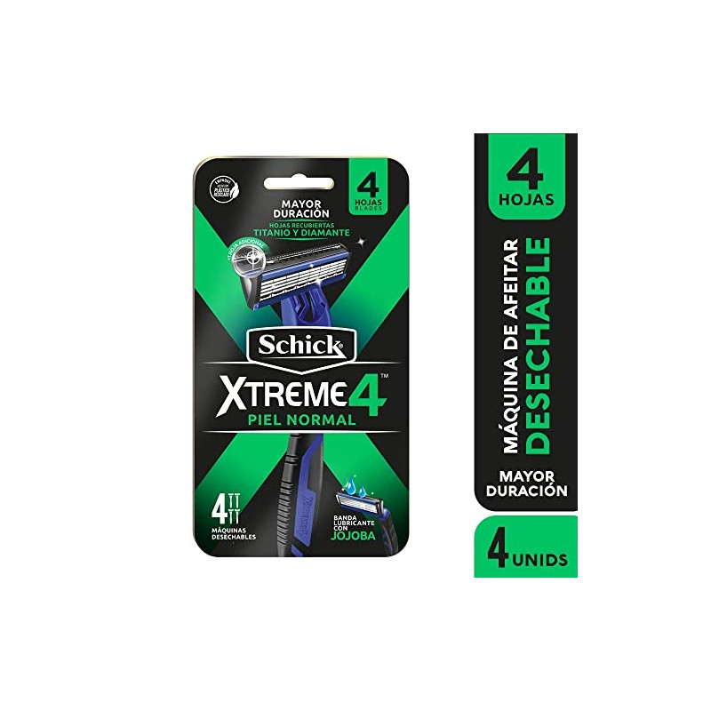 Schick Xtreme4 Rastrillos Desechables para Hombre Piel Normal 4pz
