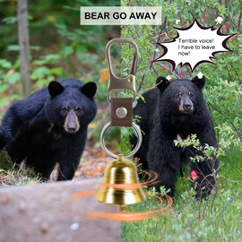 Fhmidic Loud Bear Bell with Whistle Set for Hikers, 3 in 1 Hiking Gear Solid Brass Bear Bells with Silencer, Carabiner and Emergency Whistle for Survival, Hiking, Camping, Climbing