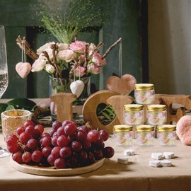 60 Pcs 3 oz Mini Mason Jars Wide Mouth Plastic Canning Jars with Lids and Labels Small Clear Containers Bulk for Spice, Jam, Jelly, Herb, Honey Wedding Shower Party Favors (Gold)