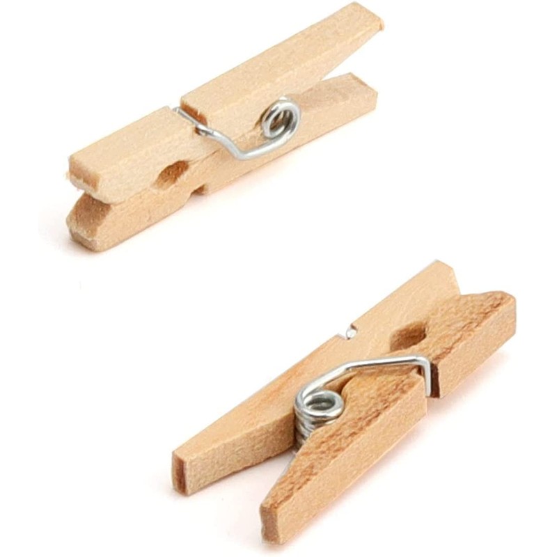 SHATCHI 100pcs 25mm Plain Mini Wooden Craft Pegs Paper Photo