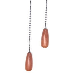 2PCS Ceiling Fan Chain Pulls Wooden Zipper Extension Zippers, 30.48 cm Walnut-Colored Wooden Zipper Fan Pulls Kit, Suitable for Ceiling Lamp Fan Chains