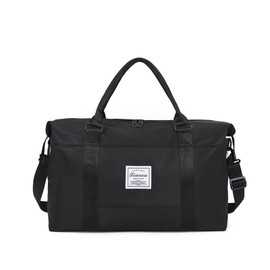 KARRESLY - Bolsa de viaje para mujer, bolsa de hombro de fin de semana, bolsa deportiva, gimnasio, impermeable, Negro -, free size