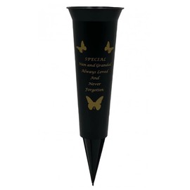 Nan & Grandad Plastic Floral Vase Spike Memorial - Garden Graveside Ornament Memories - Water Resistant - Remembrance Sympathy Tribute - Thoughtful Keepsake Flowers