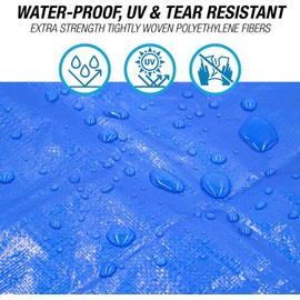 Tarps Blue All Purpose Waterproof 8x10 (Pack of 3) - All Purpose 5 MIL Tarp - High Durability Pack of 3 8x10 Tarps - Construction, Rain Shelter, Outdoor Cover and Camping Use by Dry Gear