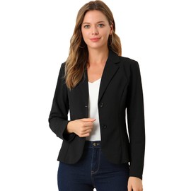 Allegra K Women's Work Office Blazer Stretch Lapel Collar Long Sleeve Jacket Suit Blazer Black X-Large