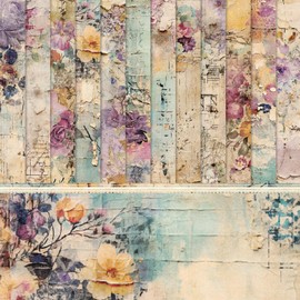 24 Sheets Scrapbooking Cardstock Paper Pads,12 Designs Flowers Pattern Decorative Paper,Card Stock Pad for Scrapbook Supplies,Floral Scrapbook Craft Paper for Card Making,DIY Decor