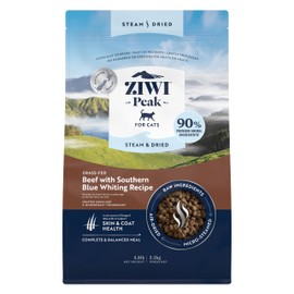 ZIWI Peak Steam & Dried Cat Food – Beef w/Southern Blue Whiting Fish - High Protein, Skin & Coat Health, Low Carb, for All Life Stages (78.4oz)