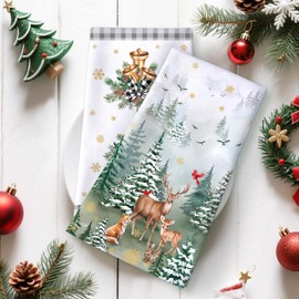 Arquiel Christmas Tea Towels, Set of 4, Kitchen Towels, 100% Cotton, Jungle Animals, Kitchen Towel Set, Multi-Purpose High Quality Drying Cloth, Bar Towels, Gift, 48 x 70 cm