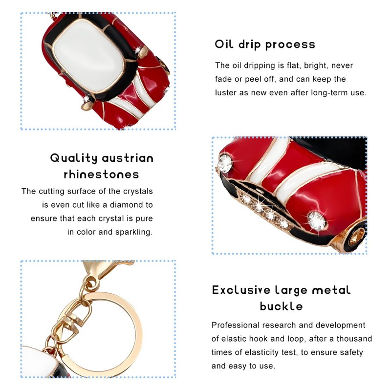 FSTURIOS Car Keychain, 3D Cooper Car Model Key Chain Decorated