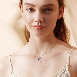 URONE Italian Horn Necklace For Women 925 Sterling Silver Evil Eye Italian Horn Pendant Cornicello Necklace Jewelry