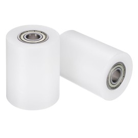 sourcing map 2Pcs Nylon Roller Wheel with Bearings, 5/8" Bore x 2-3/8" Width x 3-1/4" Length, CNC Guiding Wheel Flat Belt Idler, Nylon Pulley (White)