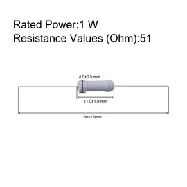sourcing map Metal Oxide Film Resistance Axial Lead 51 Ohm ± 5% Tolerance 1 W 1 Watt Pack of 100