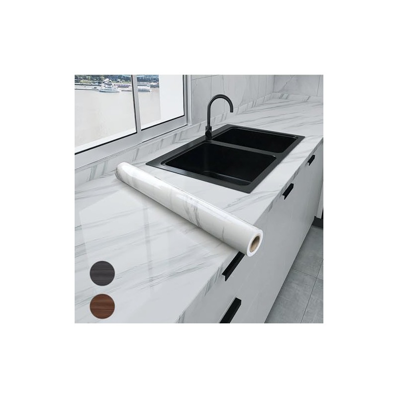 ZYJXLY 60x1200cm Papel Tapiz Autoadhesivo,Lámina autoadhesiva de mármol brillante impermeable,Vinilo