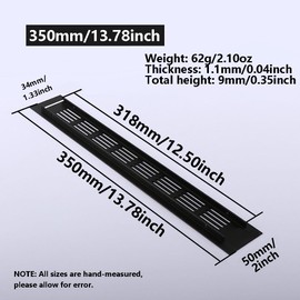 Rectangular Ventilation Grille, 2Pack 350mm*50mm Air Vent Grille, Aluminum Alloy Kitchen Air Vent Cover, Vent Louvred Wall Ventilation Cover, Wall Vent Grille for Kitchen Plinth Cupboard Wardrobe
