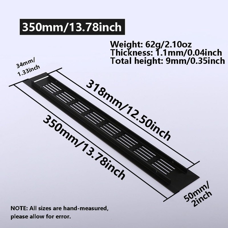 Rectangular Ventilation Grille, 2Pack 350mm*50mm Air Vent Grille, Aluminum Alloy