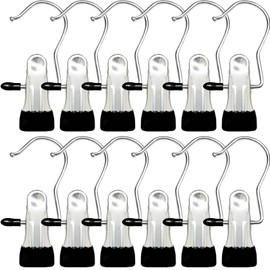 Boot Hangers for Closet, 12 Pack Hanging Clips Hook Clothes Pins for Laundry, Hanger Clips Towel Clips Boot Organizer for Home and Travel, Clothespins Clip Hangers for Pants Hats Socks Gloves