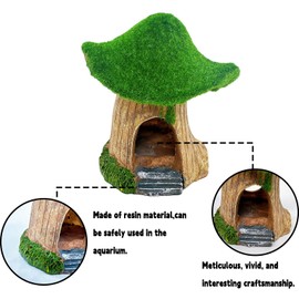 Tfwadmx Aquarium Decoration House Resin Hollow Hideout House Moss Cave Betta Fish Log Ornament Tank Hideaway Accessories for Mini Small Fish Shrimp