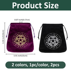 SUPERFINDINGS Velvet Storage Bags 5.91 x 6.3 cm Rectangular Tarot Runes Velvet Bag with Pentagram Pattern Drawstring Velvet Bag for Enthusiasts Hand Gifts
