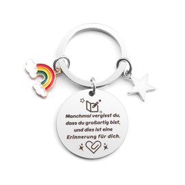 Farewell Gift Colleagues Lucky Charm Back to School Keyring Children Birthday Gift for Women Graduation Gift Courage Gift Wife Best Friend Gifts Mother Sister, silver