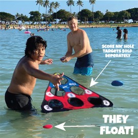 Skip NN' 8X Skipping Stonnes Targets NOT Included | Pool Toys Hole Skipping Stones Meets Cornhole Game Mode | Fun for The Pool, Lake, Beach| (Qty 8X RED/Blue Stonnes)