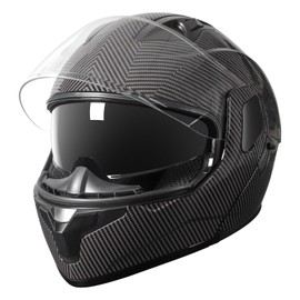 SPARK DOT Approved Modular Flip-Up Dual Visor Motorcycle Full Face Helmet for Adults Men & Women (Carbon Fiber, Large)