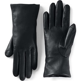 Lands' End Womens Cashmere Lined Leather Tech Gloves Black