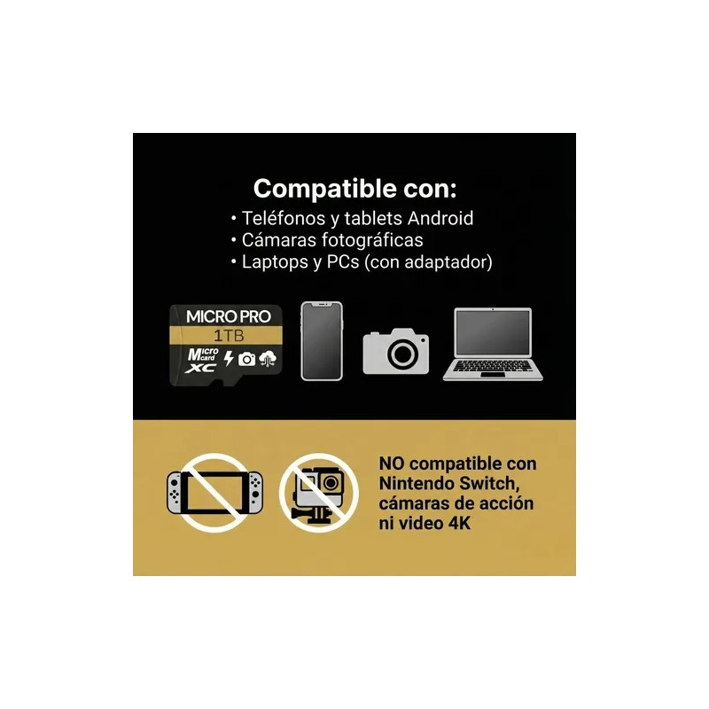 Tarjeta Microsd 2tb Uhs-i Clase 10 Full Hd Con Adaptador