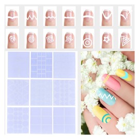 Pegatinas De Manicura Francesa, 24 Hojas De Pegatinas De Guías De Punta Francesa, Plantillas De Manicura Para Decoración De Uñas, Herramientas De Plantilla De Decoración De Bricolaje