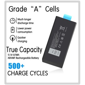 EBOYEE X8VWF 97WH 11.1V Battery for Dell Latitude 14 Rugged Extreme 7404 7414 E7404, Latitude 14 Rugged 5404 5414 E5404 Series P45G P46G P45G001 P46G001 P46G002 4XKN5 CJ2K1 DKNKD Laptop Batteries.