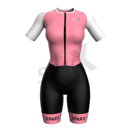 Sparx Aero Triathlon Suit Women Short Sleeve Tri Suit Women Running Swimming Cycling Skinsuit (Rose Pink, XL)
