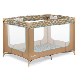 Dream On Me Zodiak Portable Playard in Coffee and Blue, Lightweight, Packable and Easy Setup Baby Playard, Breathable Mesh Sides and Soft Fabric - Comes with a Removable Padded Mat