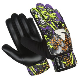 Shaz Soccer Goalkeeper Gloves for Kids Boys Children Youth,Funky Football Goalie Gloves Anti Slip 4mm Latex Palm with Strong Grip & Double Wrist Protection (Purple, Size 7 suitable for size S-M adult)