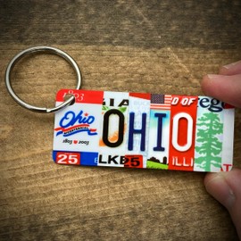 Ohio License Plate Keychain, Made in USA, Ohio gift, Ohio bag tag, Ohio graduation, gift for graduate, teen gift, new driver gift