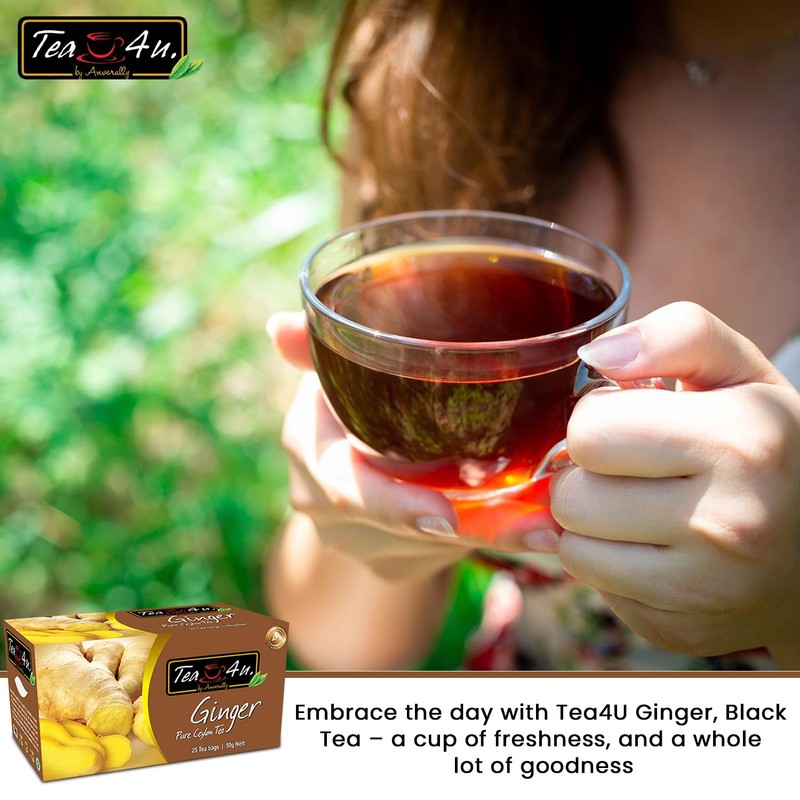 Tea4U Flavored Black Ceylon TeaBags (Ginger) - Ideal Quality from