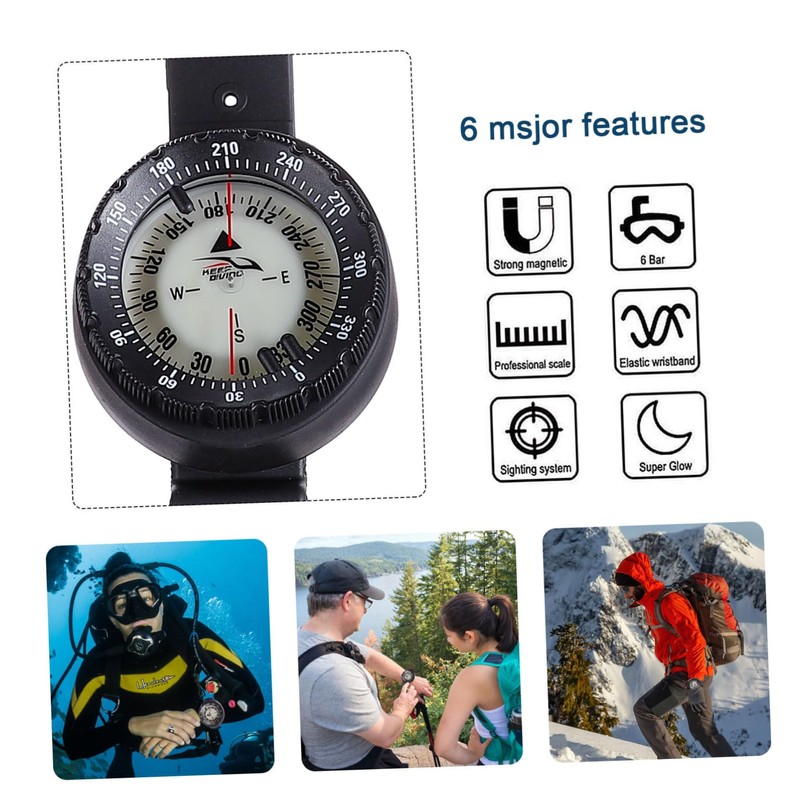 WHAMVOX 1pc Compass Watch Band for Outdoor Navigation Lightweight Wristband